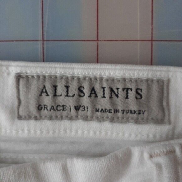 All Saints Jeans Womens‎ Size 31 Grace White Stretchy Skinny Mid Rise Stretch - Picture 5 of 8